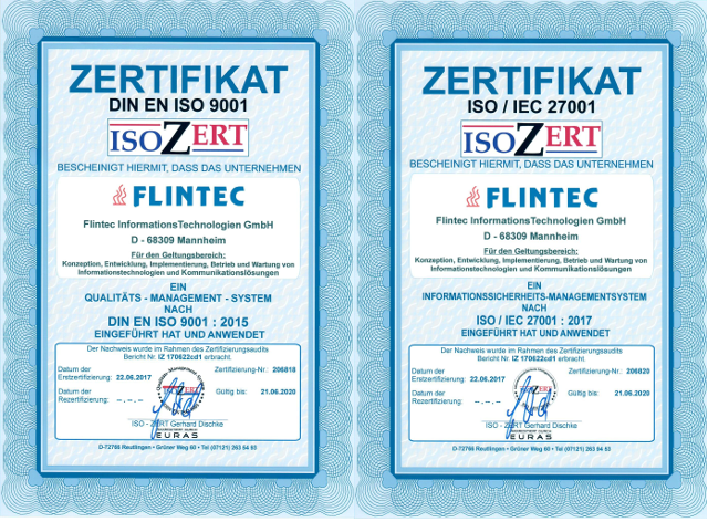 Flintec ISO 9001 und 27001