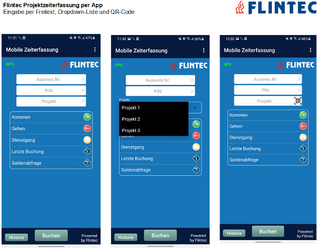 Flintec Projektzeiterfassung per App