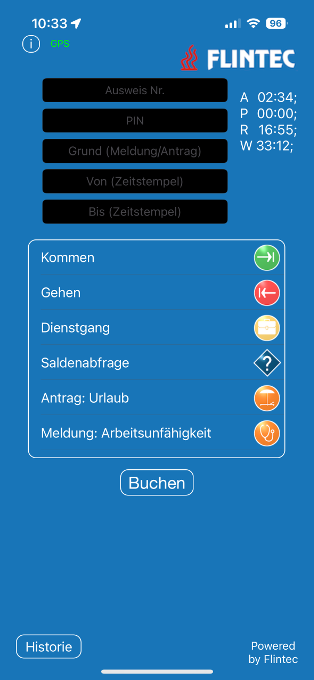 Flintec App für mobile Zeiterfassung mit Modul mobile HR-Workflows