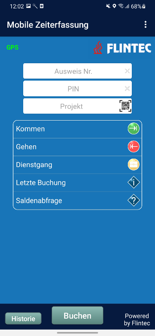 Flintec App für Zeiterfassung mit QR-Code